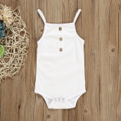 Lovely Casual Buttons Design White Girl Bodysuit