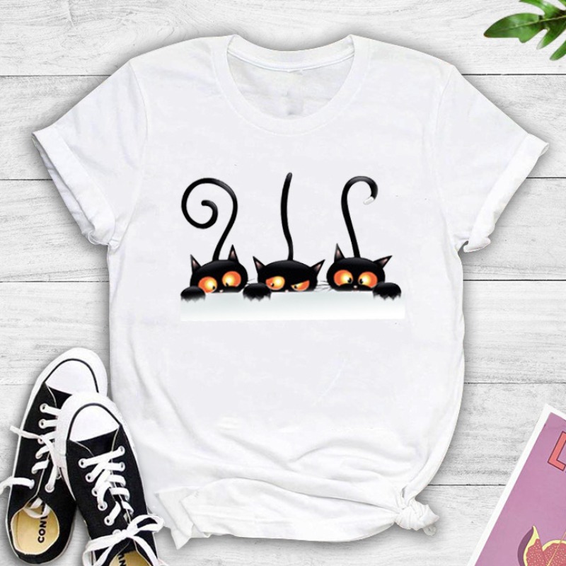 

Lovely Casual O Neck Print White T-shirt