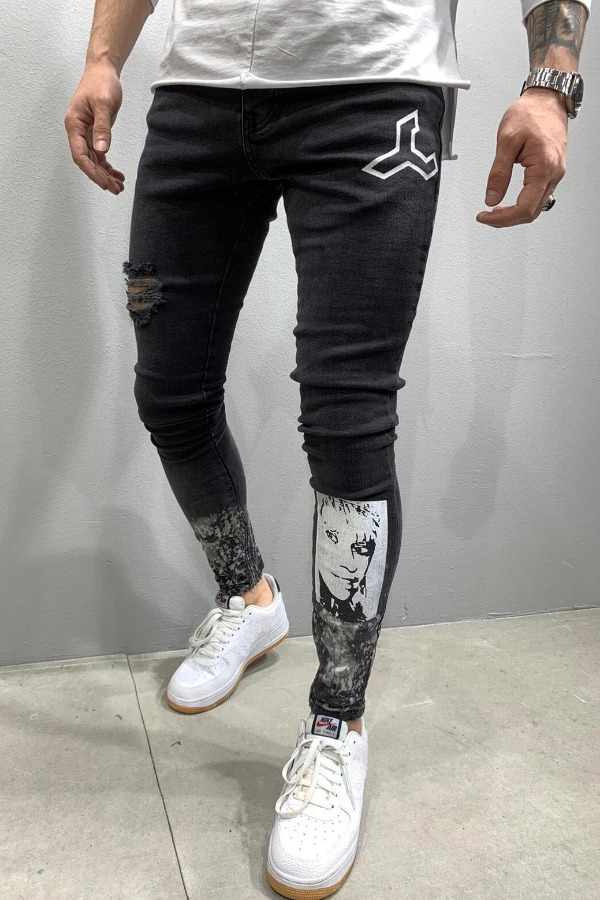 

Lovely Stylish Print Black Jeans