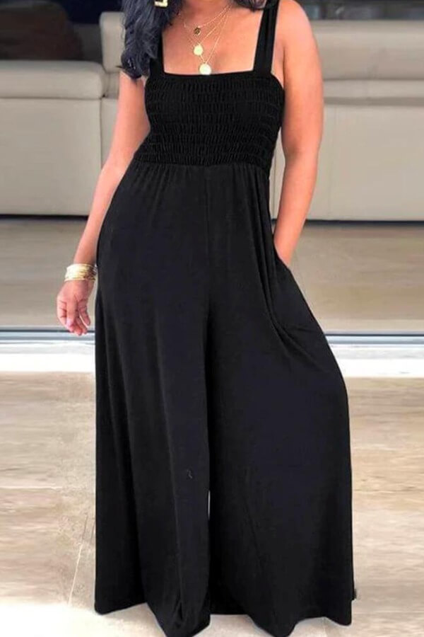 

Lovely Casual Loose Black Plus Size One-piece Jumpsuit