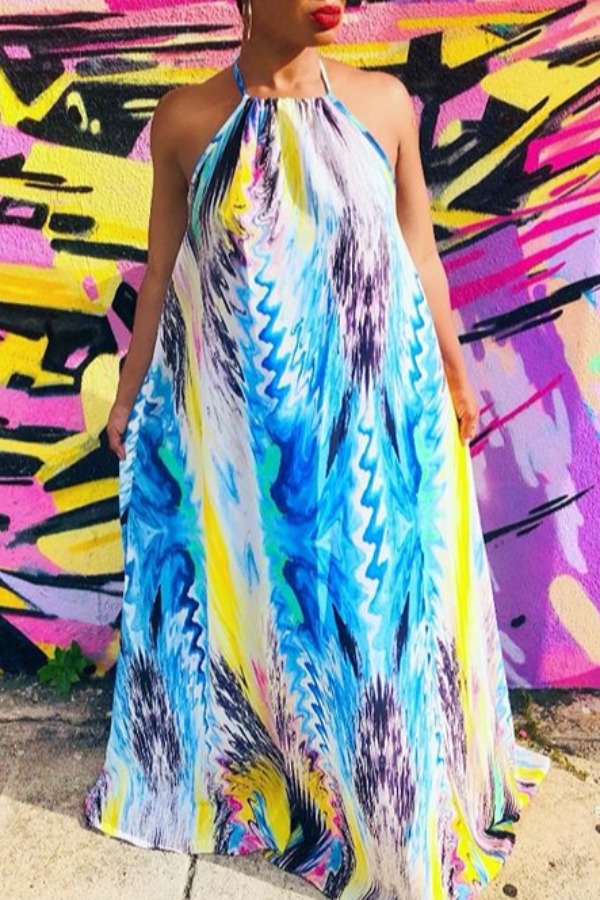

Lovely Bohemian Print Multicolor Maxi Dress, Multi