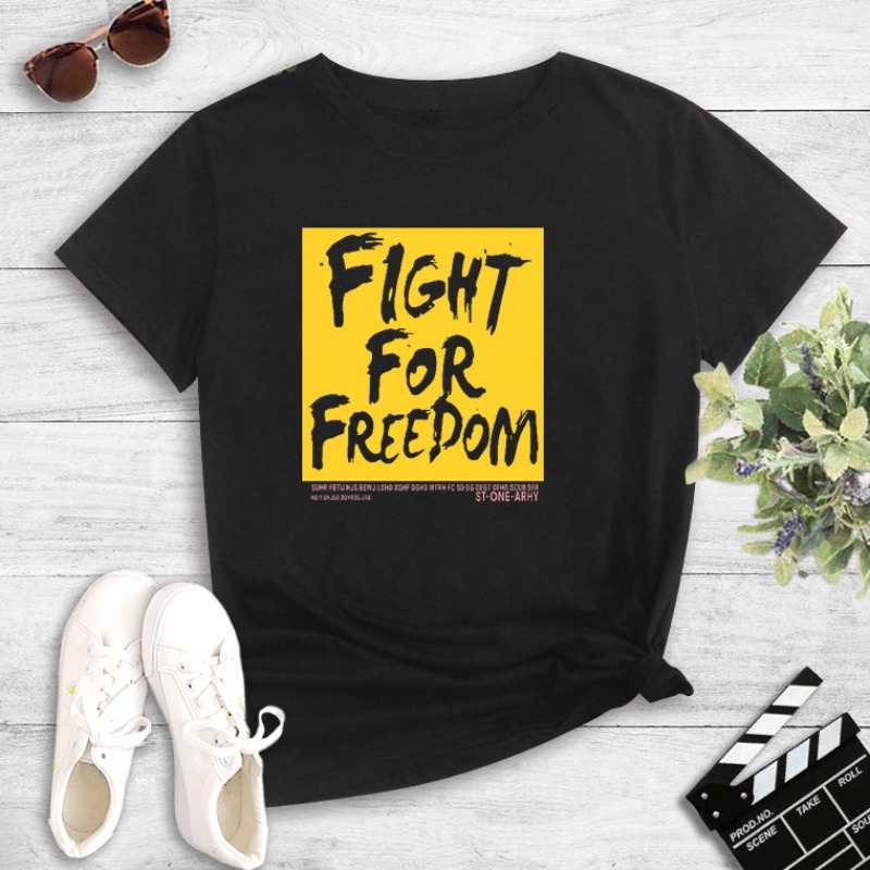 

Lovely Leisure O Neck Letter Print Black T-shirt