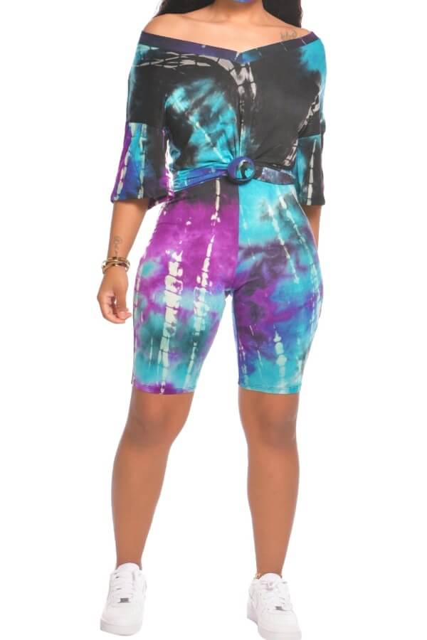 LW Tie-dye Stretchy Shorts Set