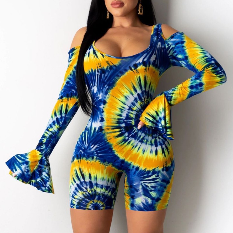 

Lovely Trendy Tie-dye Baby Blue One-piece Romper