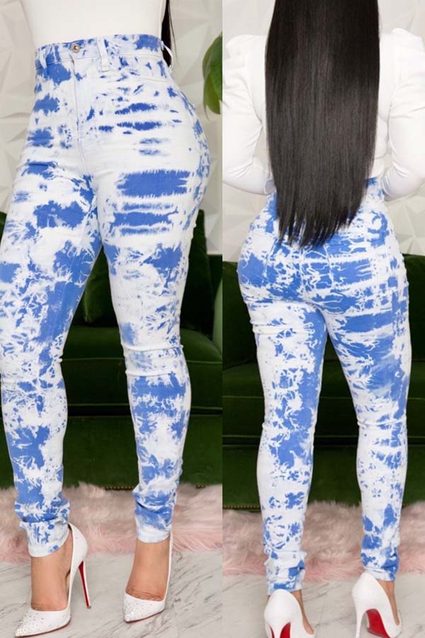 

Lovely Leisure Tie-dye Blue Pants