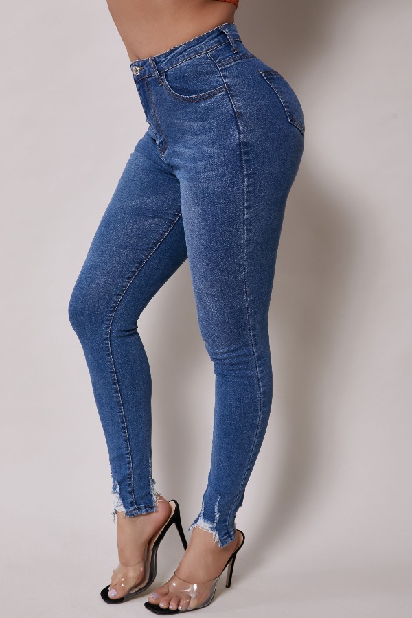 

Lovely Casual Broken Holes Blue Jeans