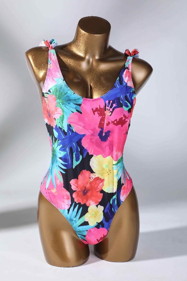 

Lovely Floral Print Multicolor One-piece Swimsuit, Multi