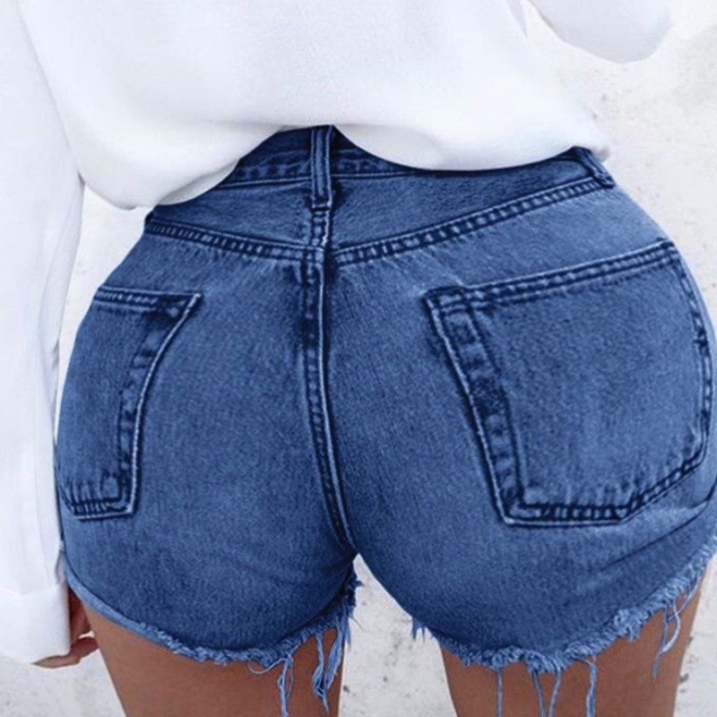 

Lovely Casual Pocket Patched Deep Blue Plus Size Shorts