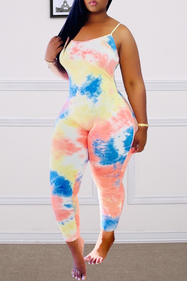 

Lovely Trendy Tie-dye Pink One-piece Jumpsuit