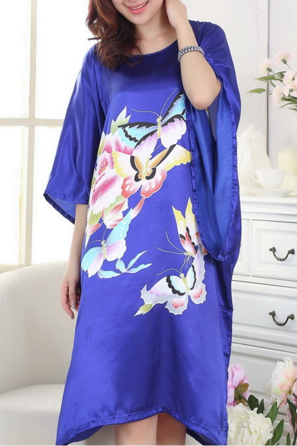 

Lovely Leisure O Neck Print Royalblue Sleepwear