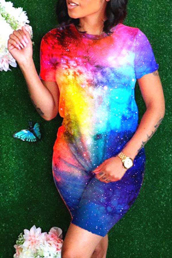 

LW Leisure Tie-dye Multicolor Two-piece Shorts Set, Multi