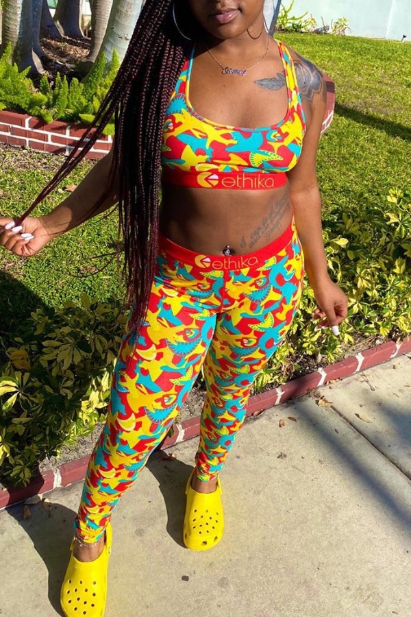 

Lovely Casual Print Multicolor Two-piece Pants Set, Multi