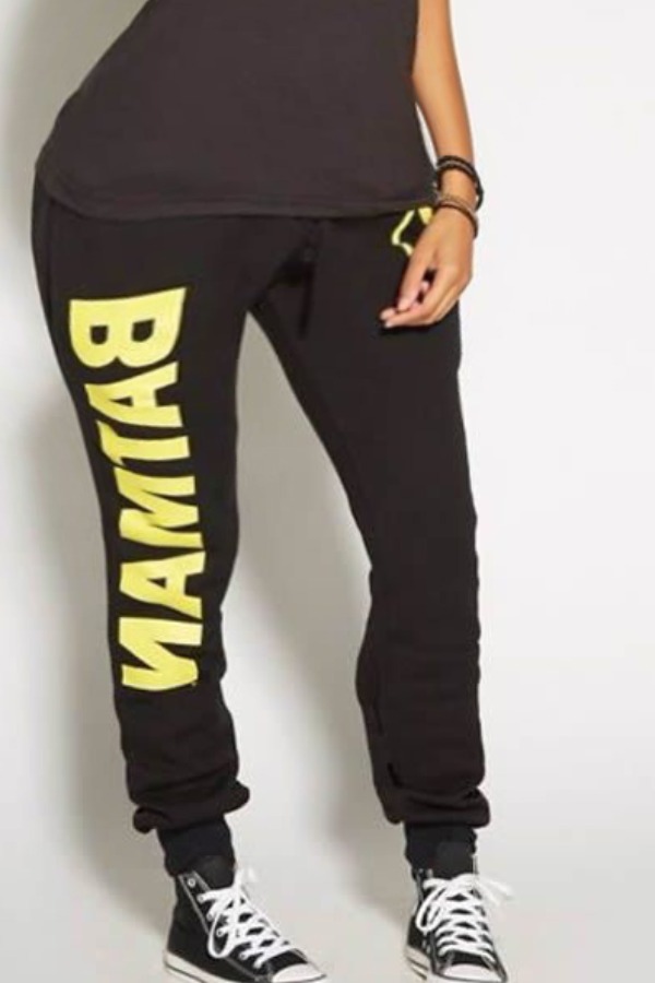 

Lovely Sportswear Letter Black Plus Size Pants