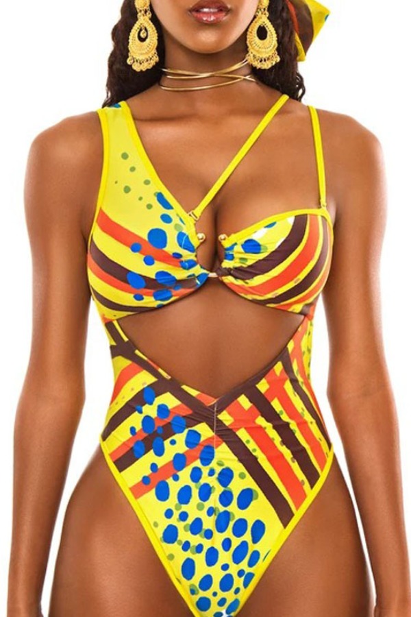 

Lovely Print Yellow One-piece Swimsuit