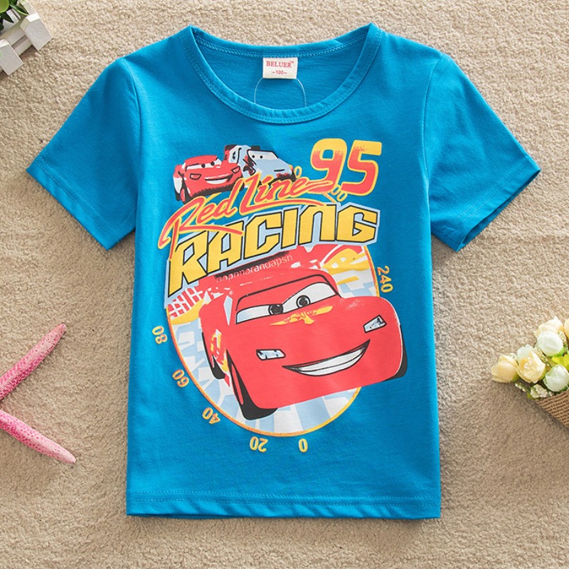 

Lovely Casual Cartoon Print Blue Boy T-shirt