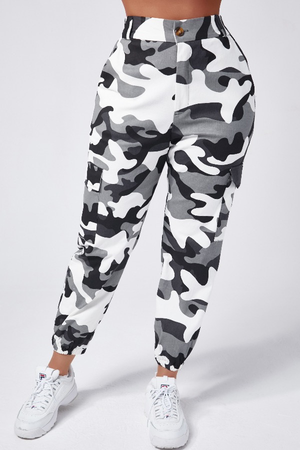 

Lovely Casual Camo Print Black Pants, Black camouflage