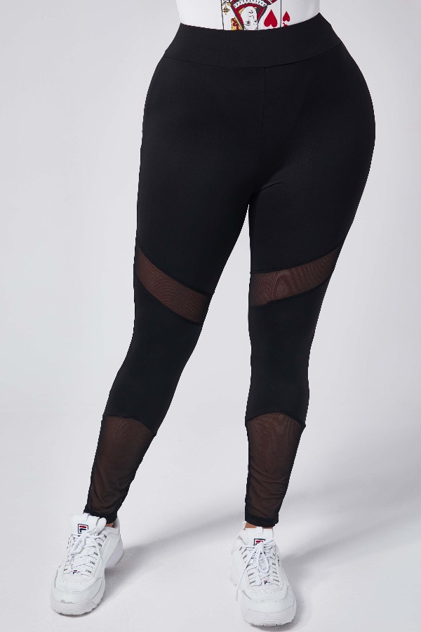 

Lovely Sportswear Patchwork Black Leggings