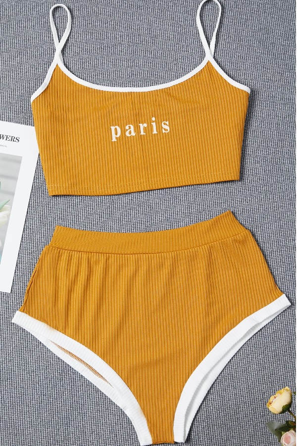 

Lovely Leisure Letter Yellow Sleepwear