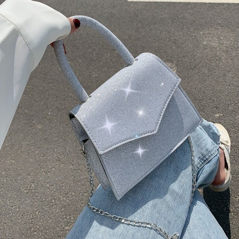 

Lovely Stylish Chain Strap Grey Crossbody Bag