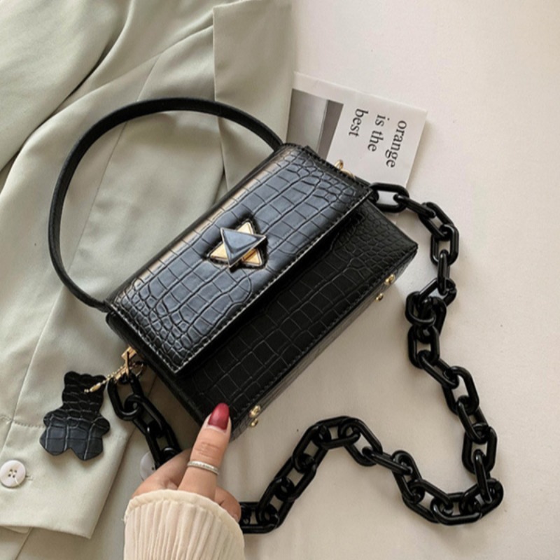 

Lovely Stylish Chain Strap Black Crossbody Bag