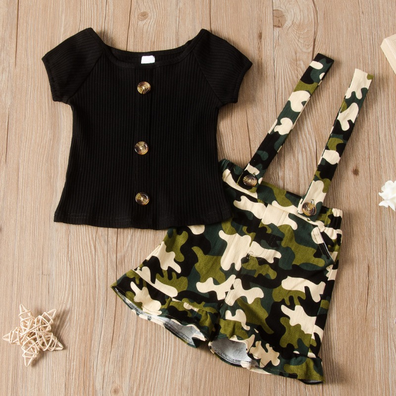 

Lovely Trendy Print Black Girl Two-piece Shorts Set