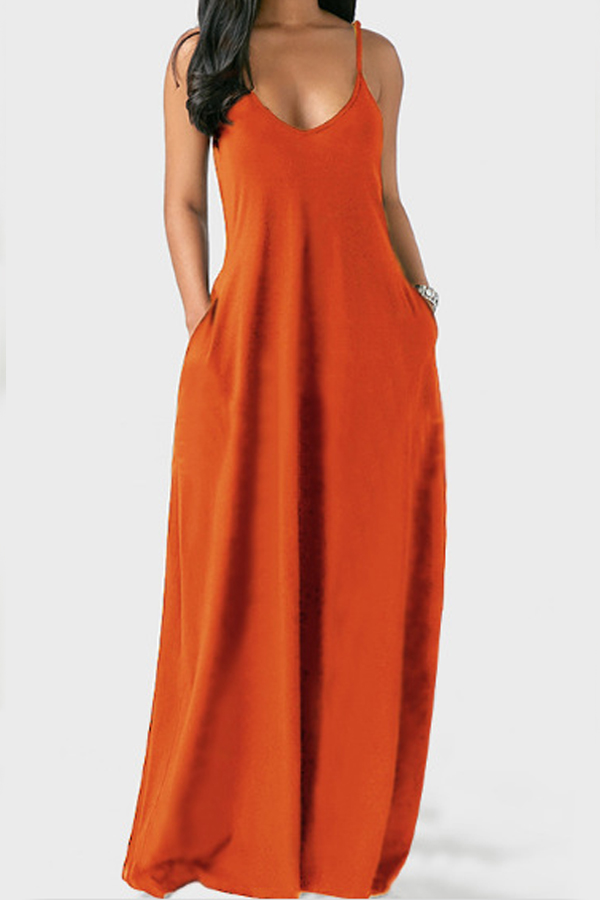 

Lovely Leisure Pocket Patched Croci Maxi Dress
