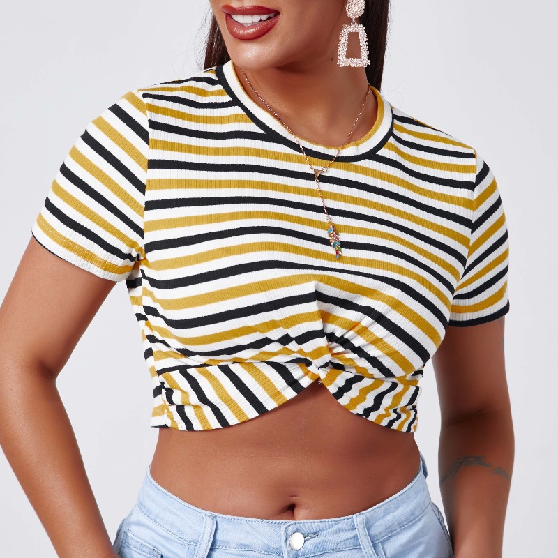 

Lovely Casual Striped Yellow T-shirt
