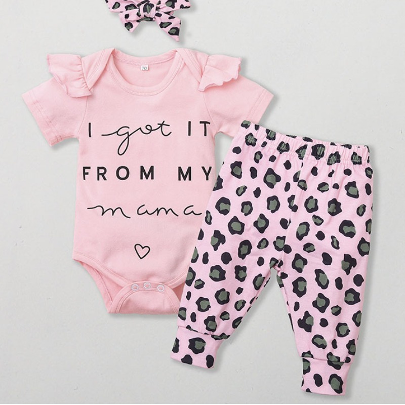 

Lovely Stylish Print Pink Girl Two-piece Pants Set