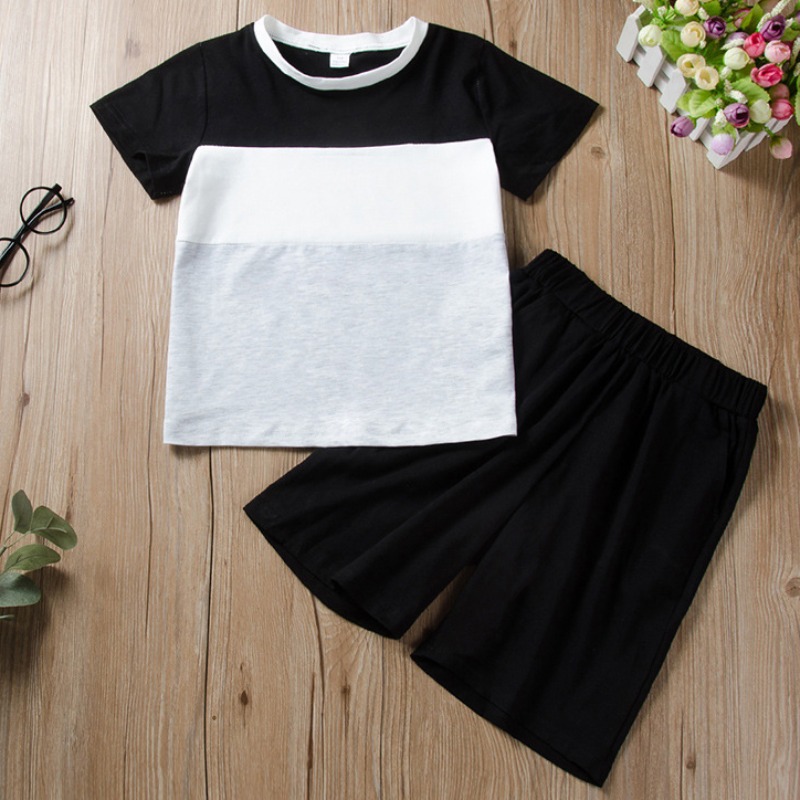 

Lovely Casual Patchwork Black Boy Two-piece Shorts Set