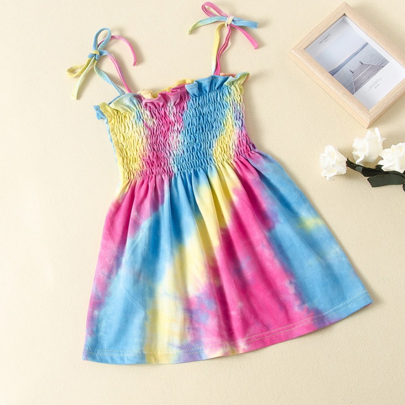 

Lovely Sweet Tie-dye Multicolor Girl Mid Calf Dress, Multi