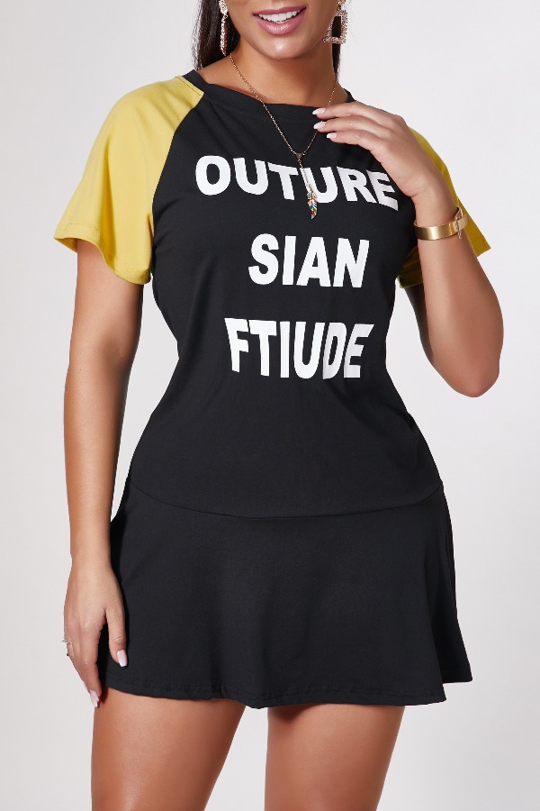 

Lovely Leisure Letter Black Mini Dress