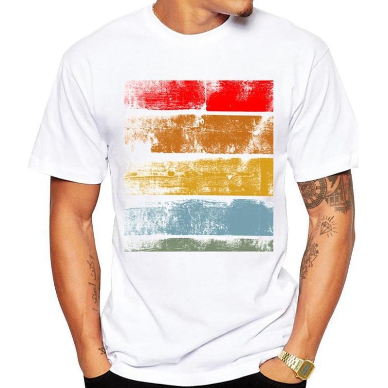 

Men Lovely Leisure O Neck Print White T-shirt