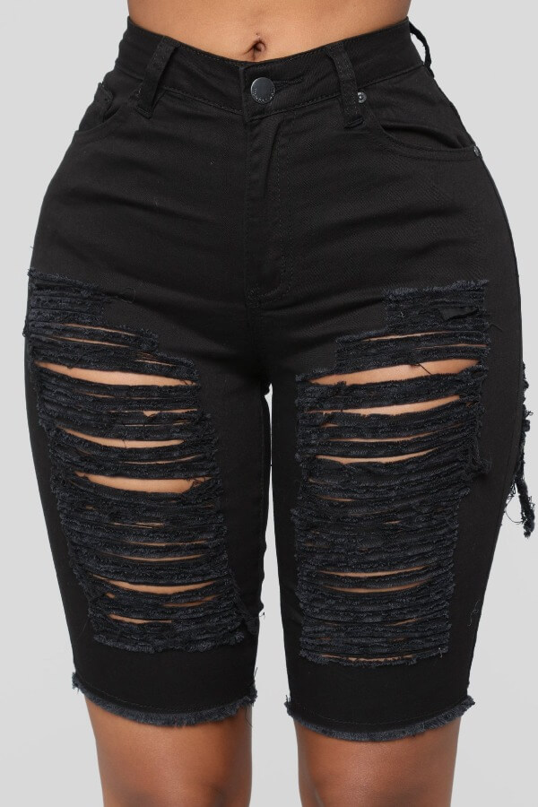 Lovely Stylish Hollow-out Black Shorts