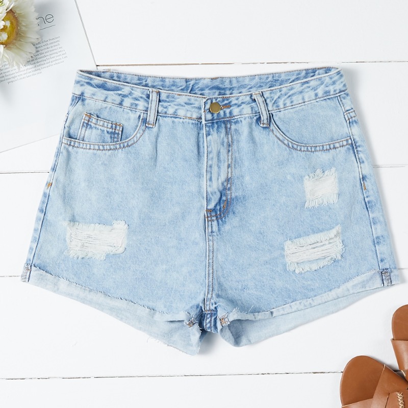 

Lovely Stylish Broken Holes Blue Shorts