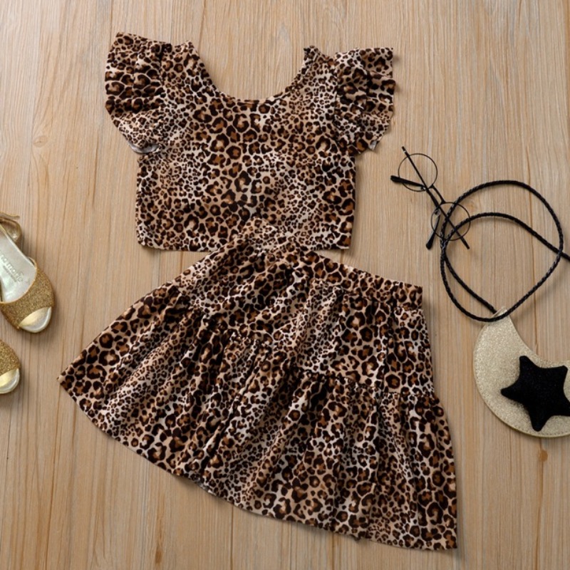 

Lovely Sweet Leopard Print Girl Two-piece Skirt Set