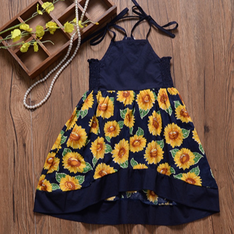 

Lovely Sweet Print Patchwork Royalblue Girl Knee Length Dress
