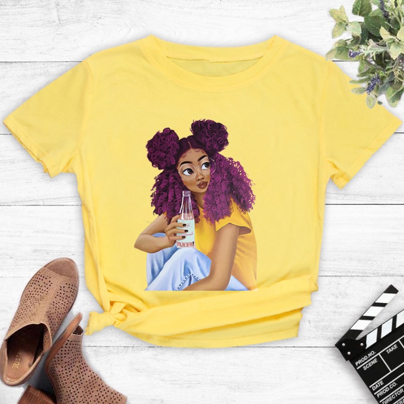 

Lovely Street O Neck Print Yellow T-shirt