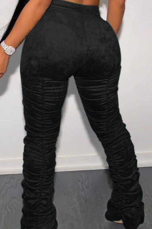 

Lovely Trendy Fold Design Black Pants