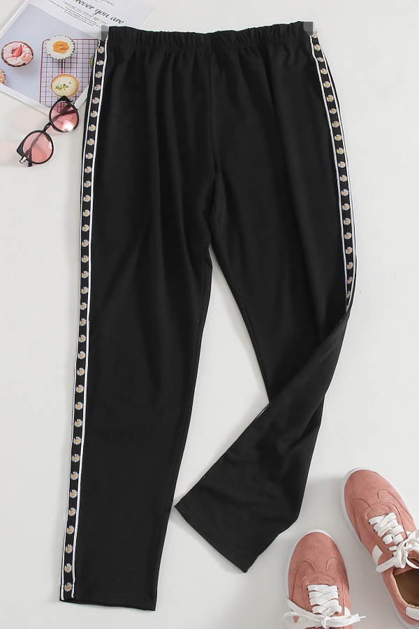

Lovely Casual Patchwork Black Plus Size Pants