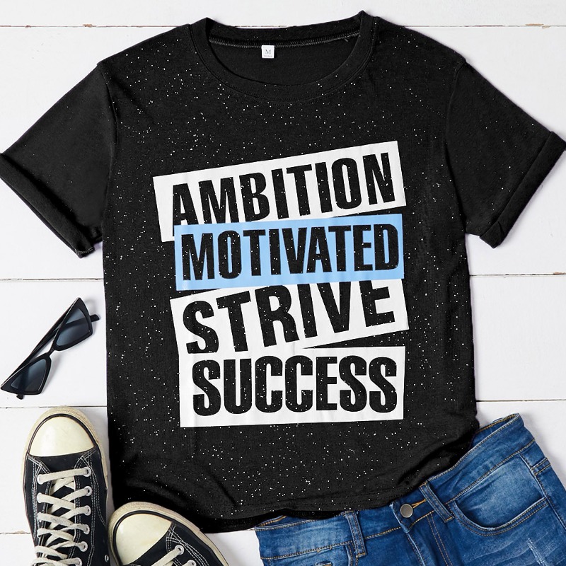 

Lovely Casual O Neck Letter Print Black T-shirt