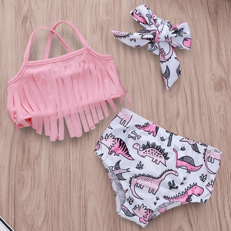 

lovely Cartoon Print Pink Girl Two-piece Swimsuit