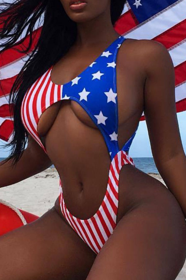 

lovely Cut-Out Print White One-piece Swimsuit