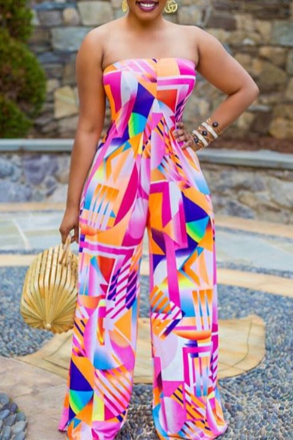 

lovely Trendy Dew Shoulder Print Multicolor One-piece Jumpsuit, Multi