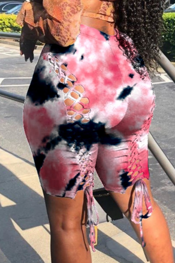 

lovely Sexy Tie-dye Pink Shorts