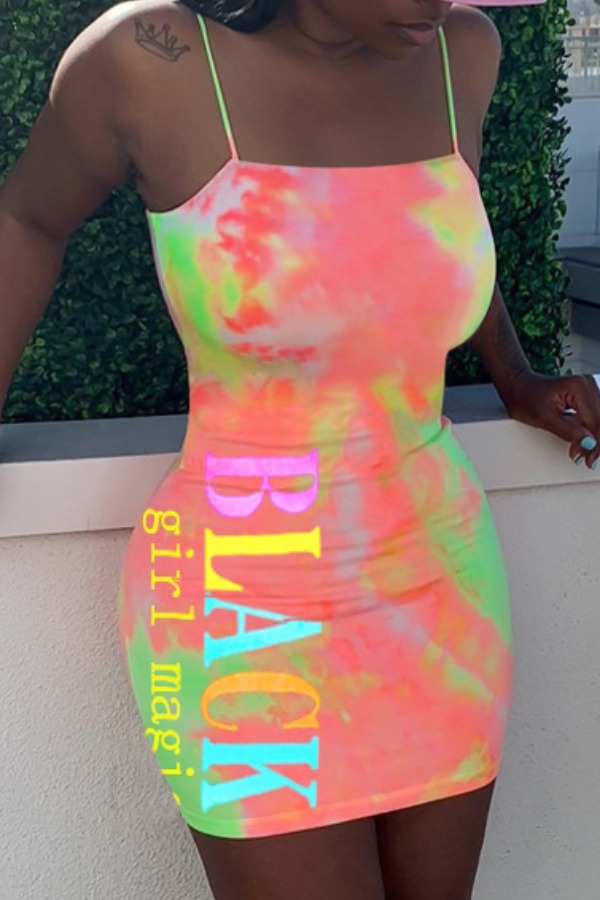 

Lovely Stylish Tie-dye Pink Mini Dress