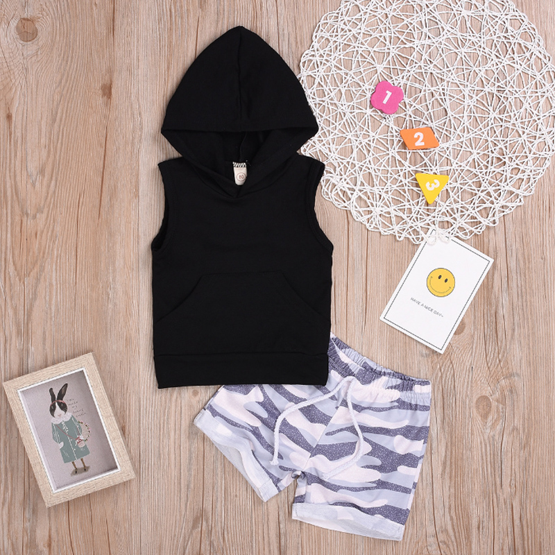 lovely Casual Print Black Boy Two-piece Shorts Set