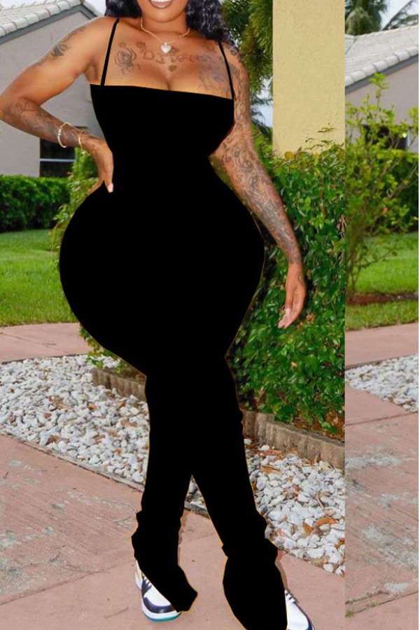 

lovely Sexy Fold Design Black One-piece Jumpsuit