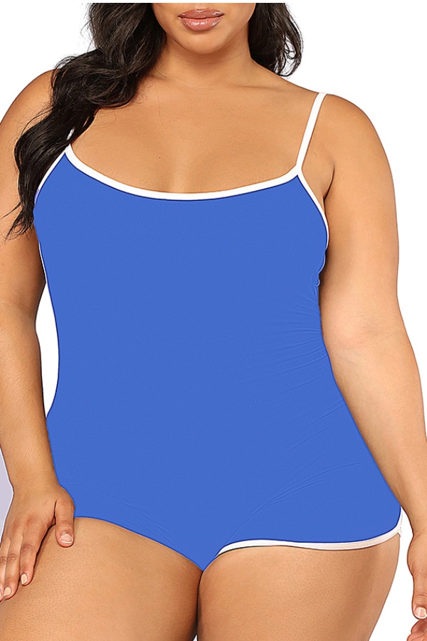 

lovely Leisure Patchwork Blue One-piece Romper