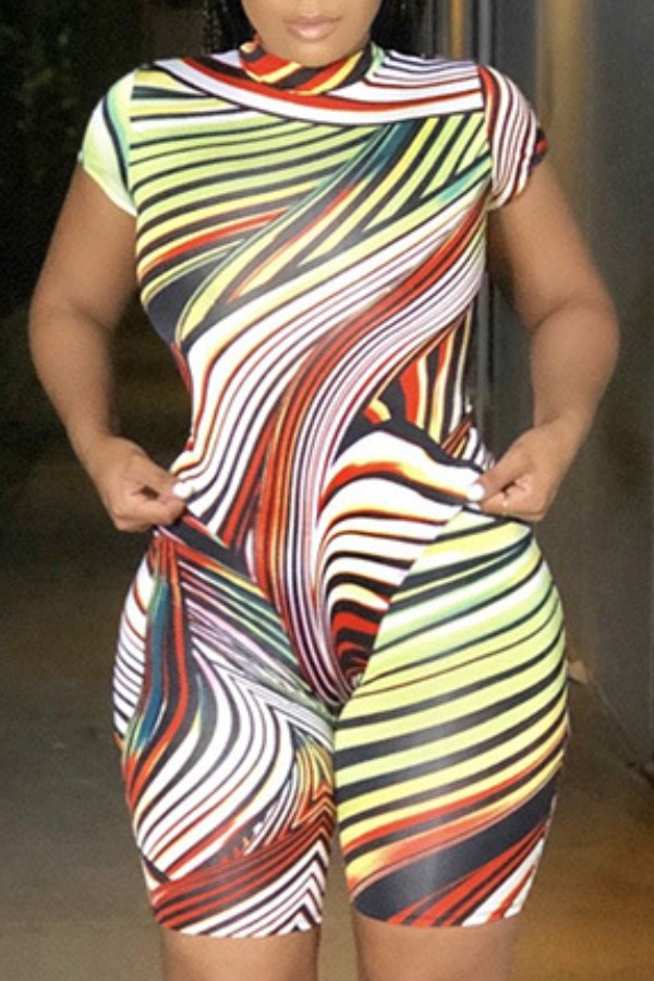 

lovely Sportswear Print Yellow Two-piece Shorts Set