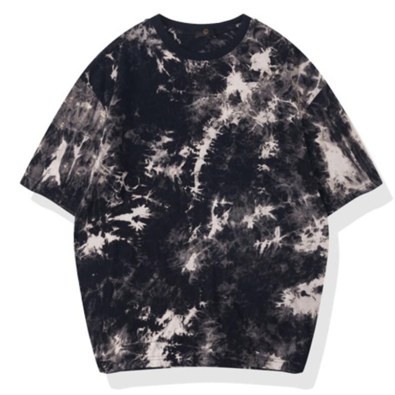 

lovely Leisure O Neck Tie-dye Black T-shirt